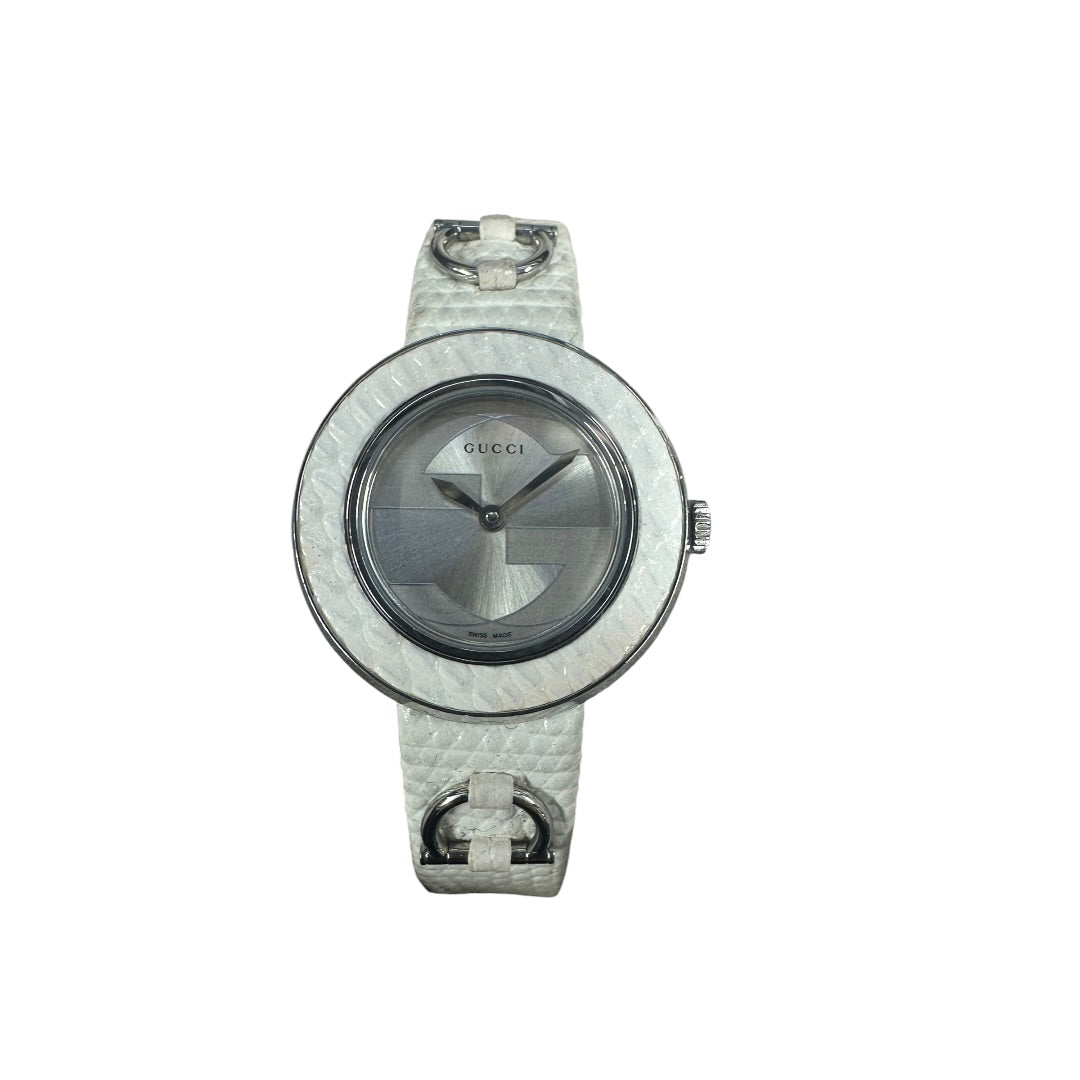GUCCI Leather U-Play Watch White Silver Hardware | Authentic Pre-Owned Luxury