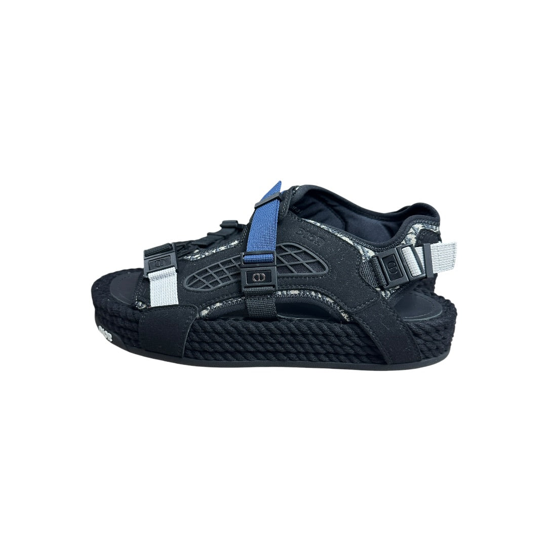 CHRISTIAN DIOR Oblique Atlas Sandals Black Navy | Authentic Pre-Owned Luxury