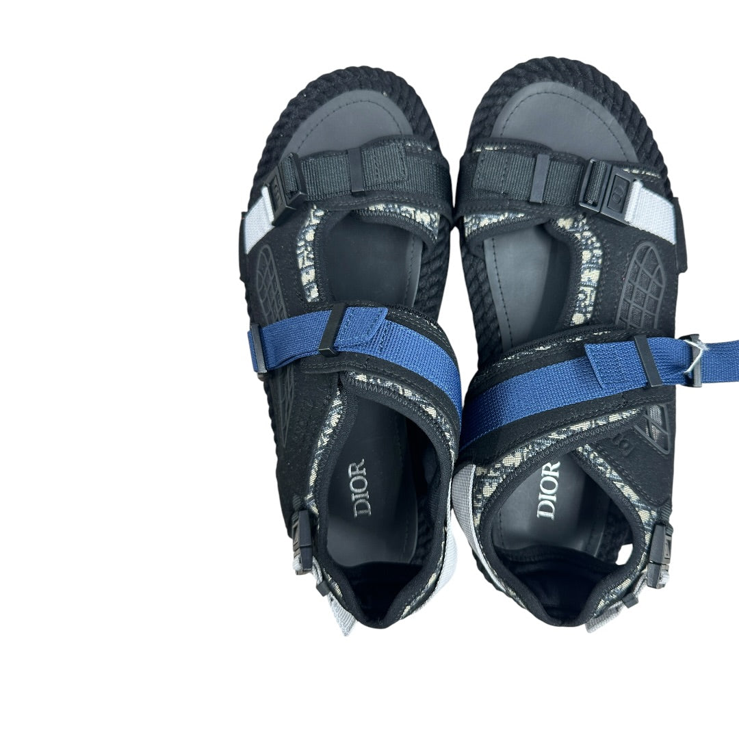 CHRISTIAN DIOR Oblique Atlas Sandals Black Navy | Authentic Pre-Owned Luxury