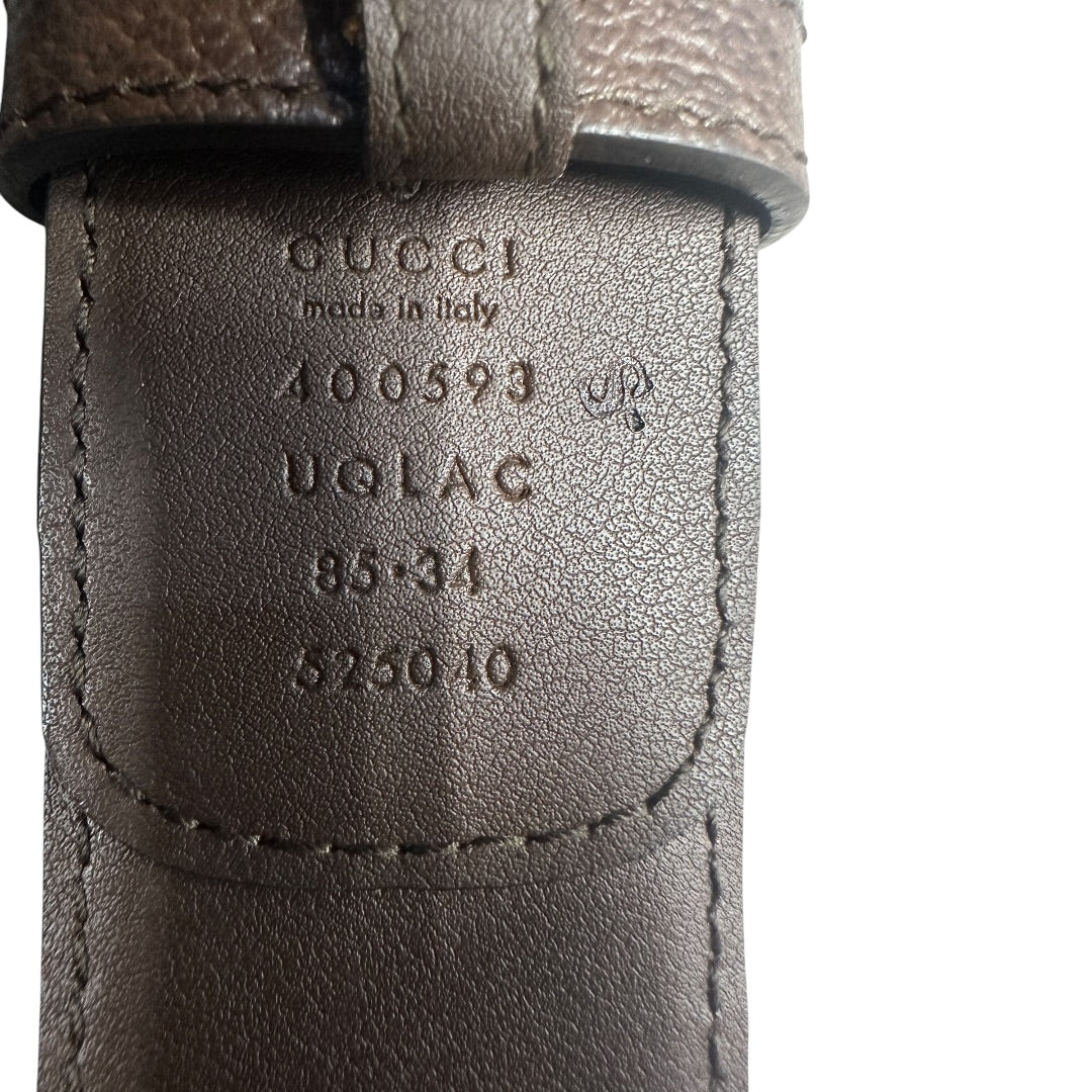 GUCCI Jumbo GG Marmont Belt Beige Brown Gold Hardware | Authentic Pre-Owned Luxury