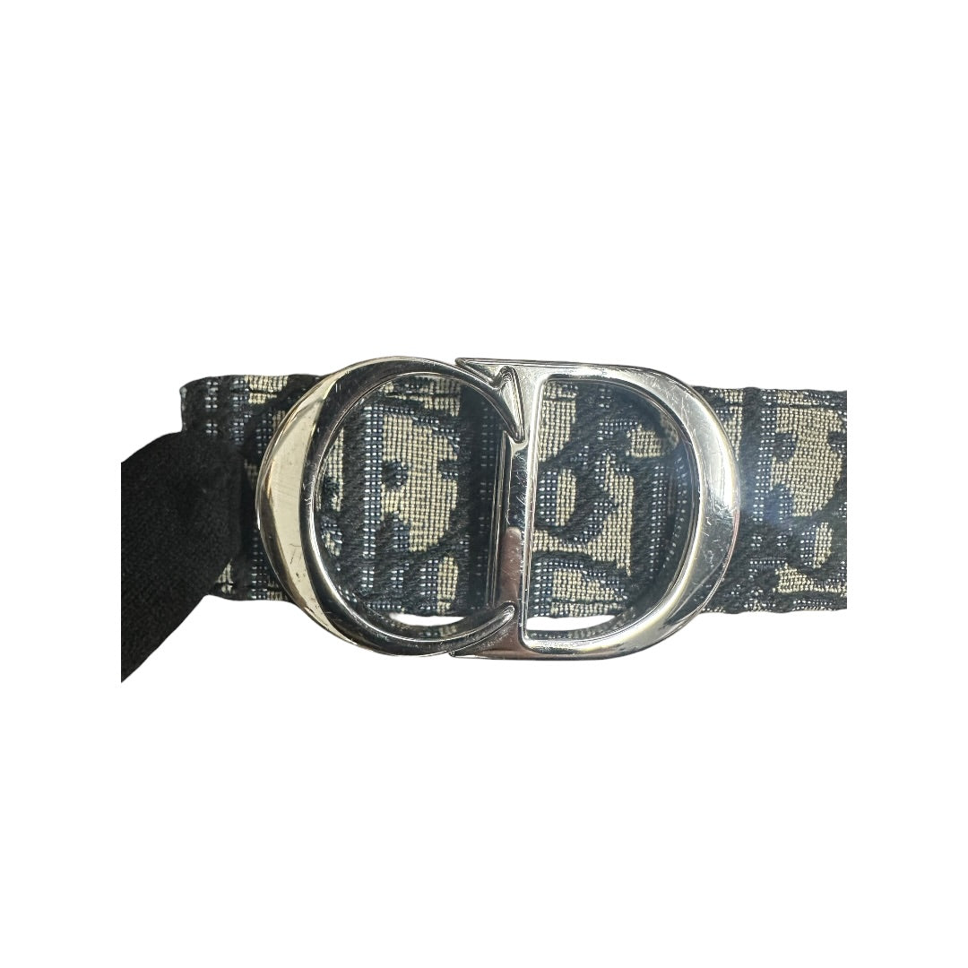 CHRISTIAN DIOR Oblique 30 Montaigne Belt Navy Silver Hardware | Authentic Pre-Owned Luxury