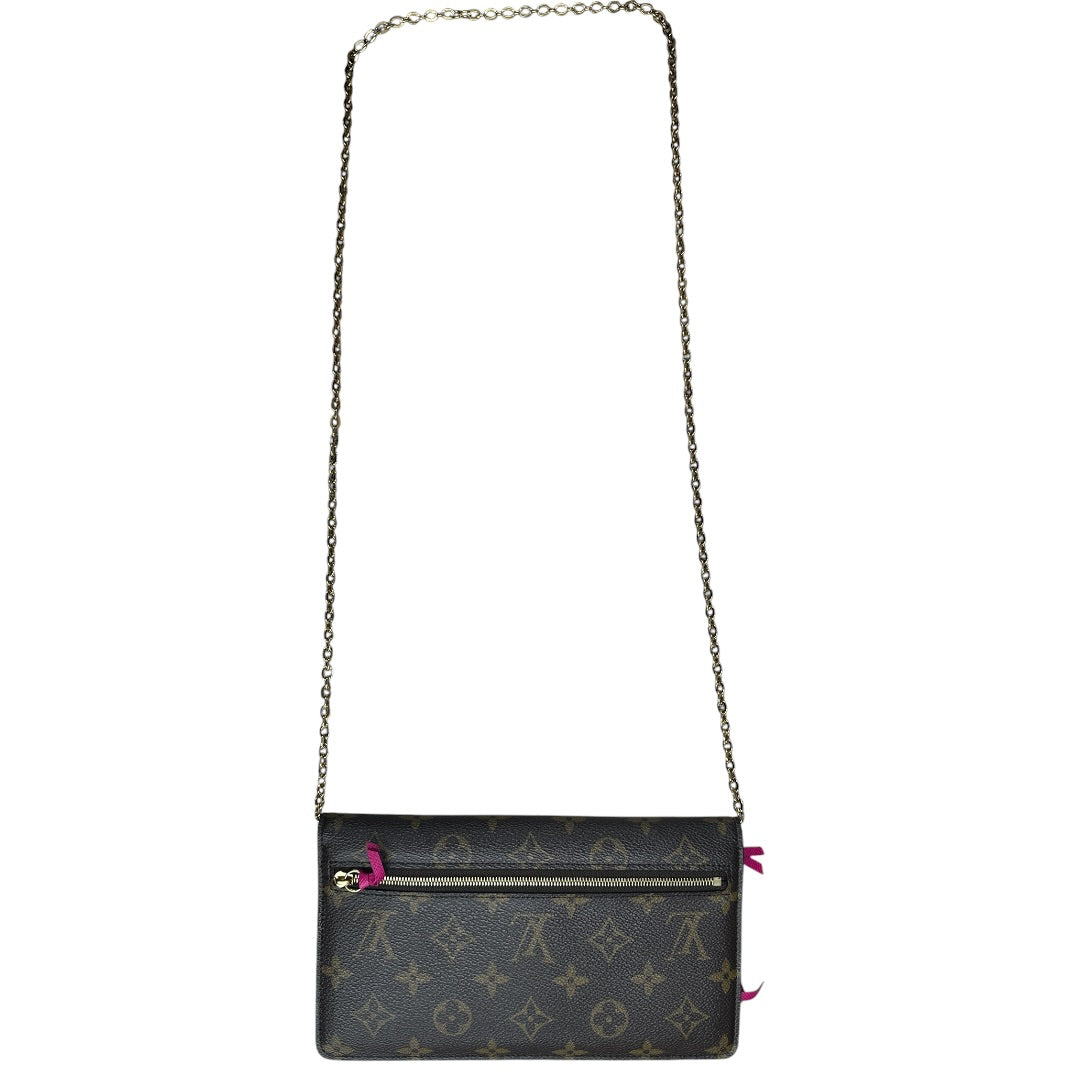 LOUIS VUITTON Monogram Pochette Weekend Chain Wallet Brown Gold Hardware | Authentic Pre-Owned Luxury