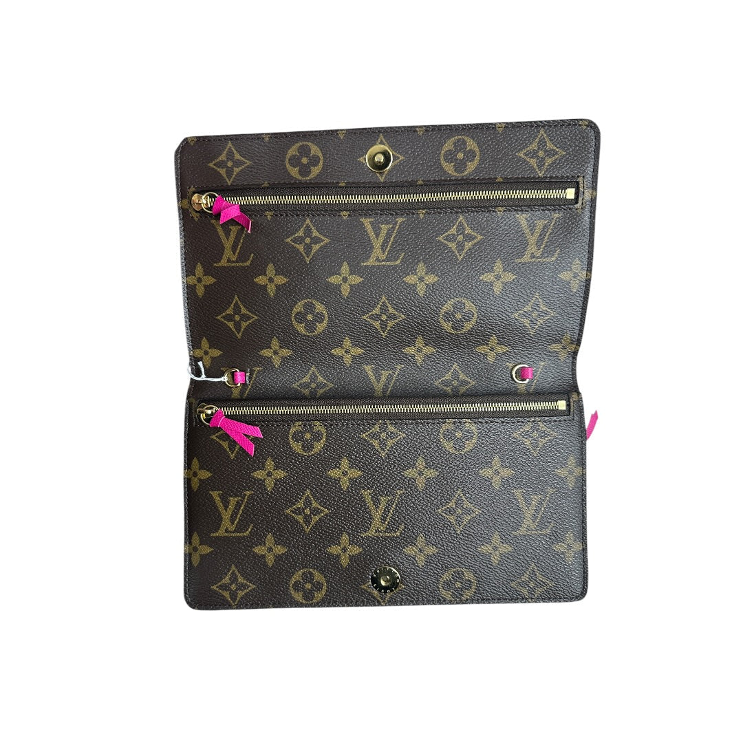 LOUIS VUITTON Monogram Pochette Weekend Chain Wallet Brown Gold Hardware | Authentic Pre-Owned Luxury