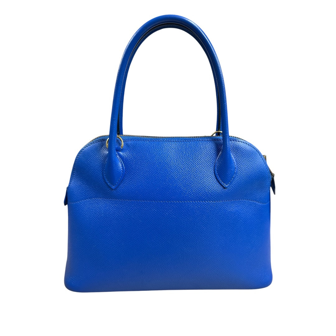 HERMES Courchevel Bolide Handbag Blue Gold Hardware | Authentic Pre-Owned Luxury