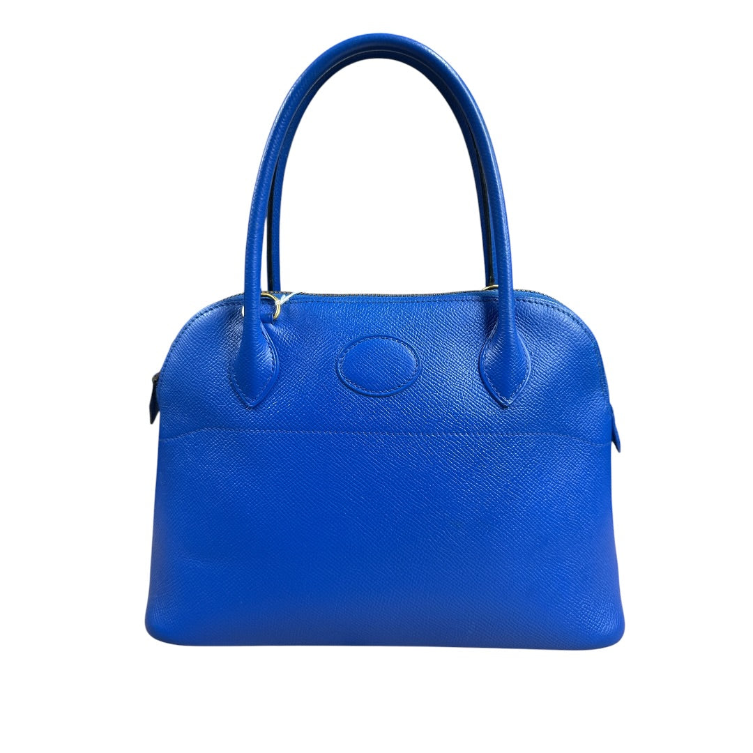 HERMES Courchevel Bolide Handbag Blue Gold Hardware | Authentic Pre-Owned Luxury