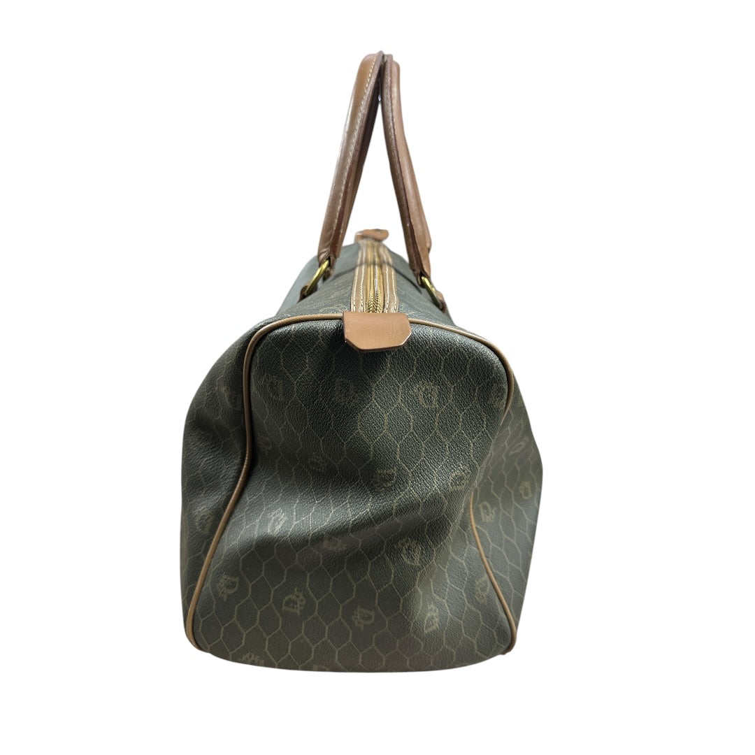 CHRISTIAN DIOR Honeycomb Boston Bag Khaki Gold Hardware | Authentic Pre-Owned Luxury