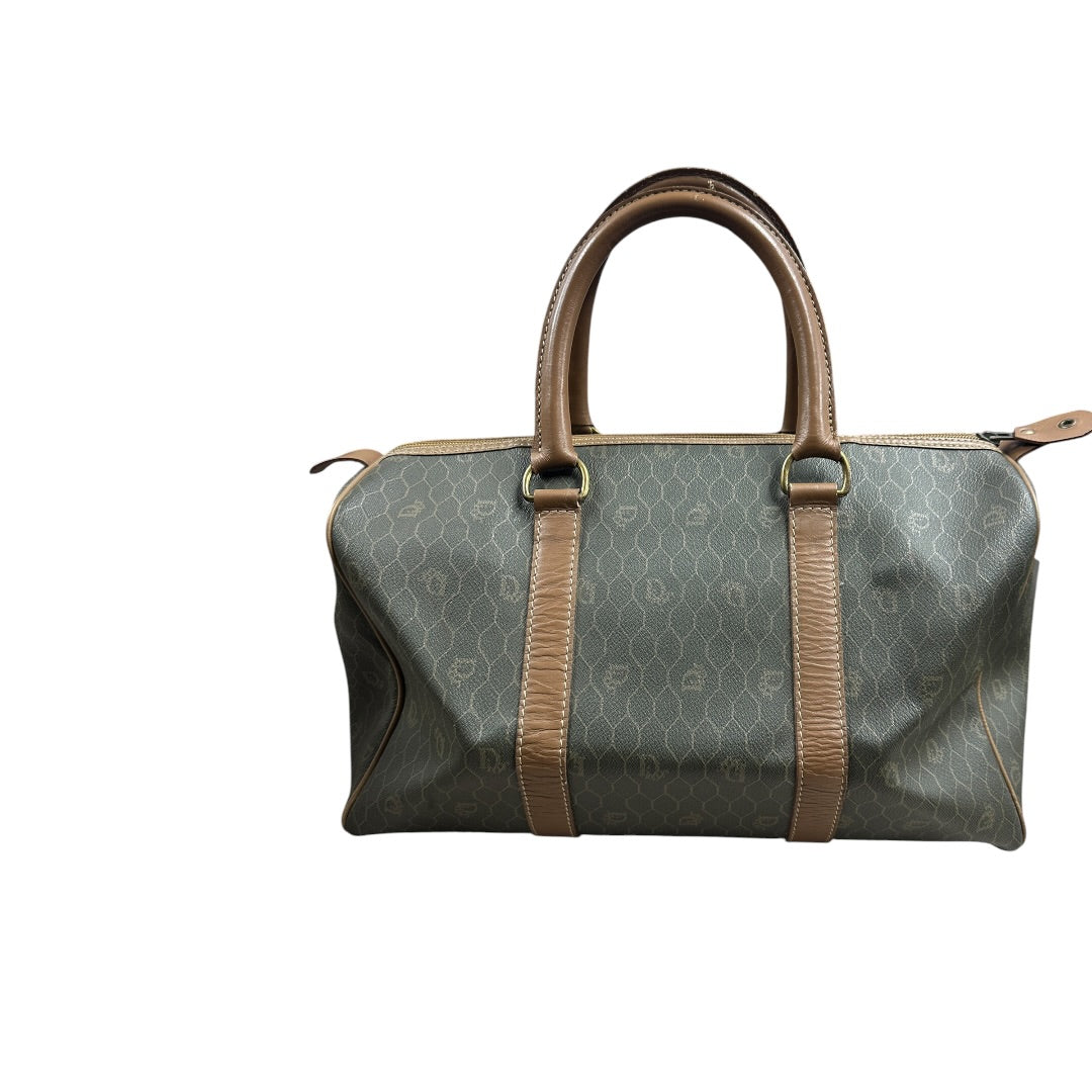 CHRISTIAN DIOR Honeycomb Boston Bag Khaki Gold Hardware | Authentic Pre-Owned Luxury