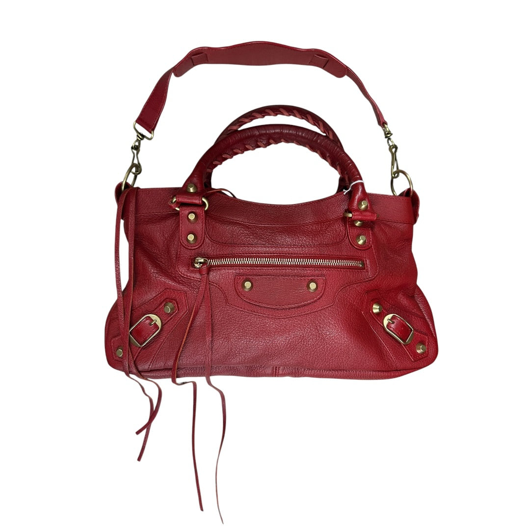BALENCIAGA Leather City Handbag Red Gold Hardware | Authentic Pre-Owned Luxury
