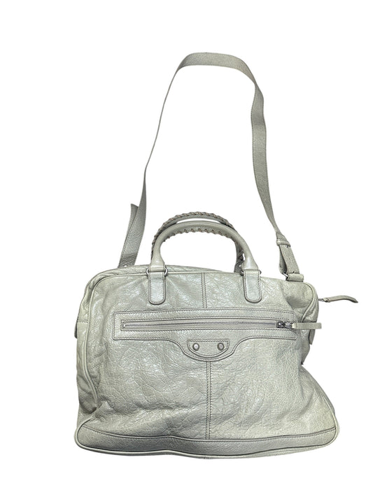 BALENCIAGA Lambskin City 2Way Shoulder Bag Light Gray Silver Hardware - BALENCIAGA