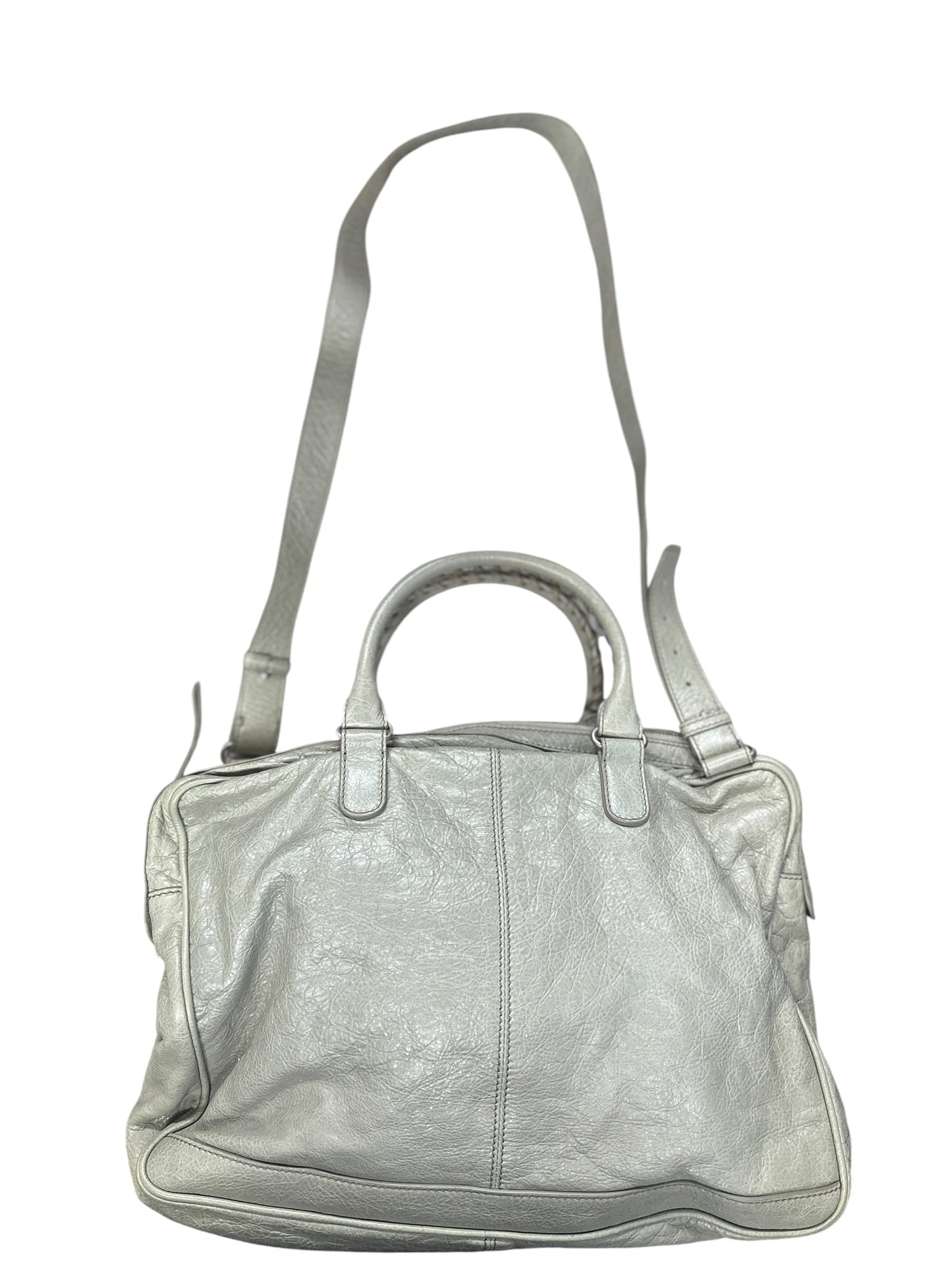 BALENCIAGA Lambskin City 2Way Shoulder Bag Light Gray Silver Hardware - BALENCIAGA