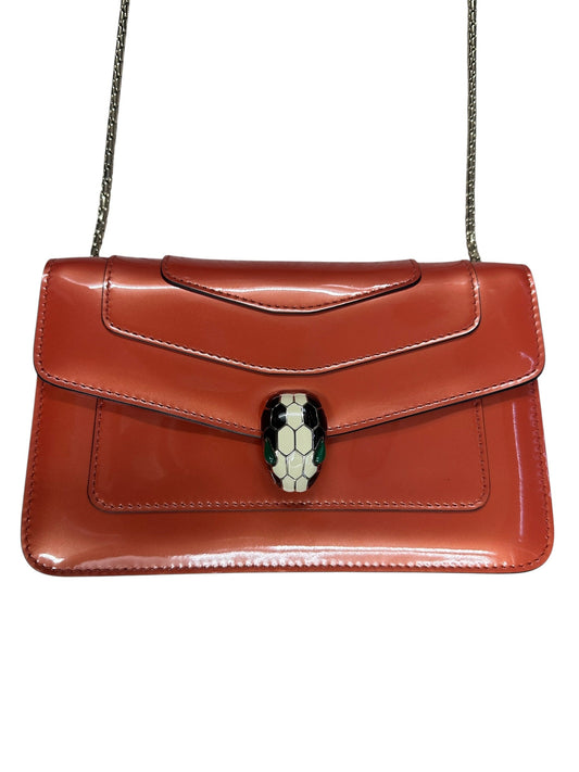 BVLGARI Leather Serpenti Forever Shoulder Bag Coral Orange Light Gold Hardware - BVLGARI