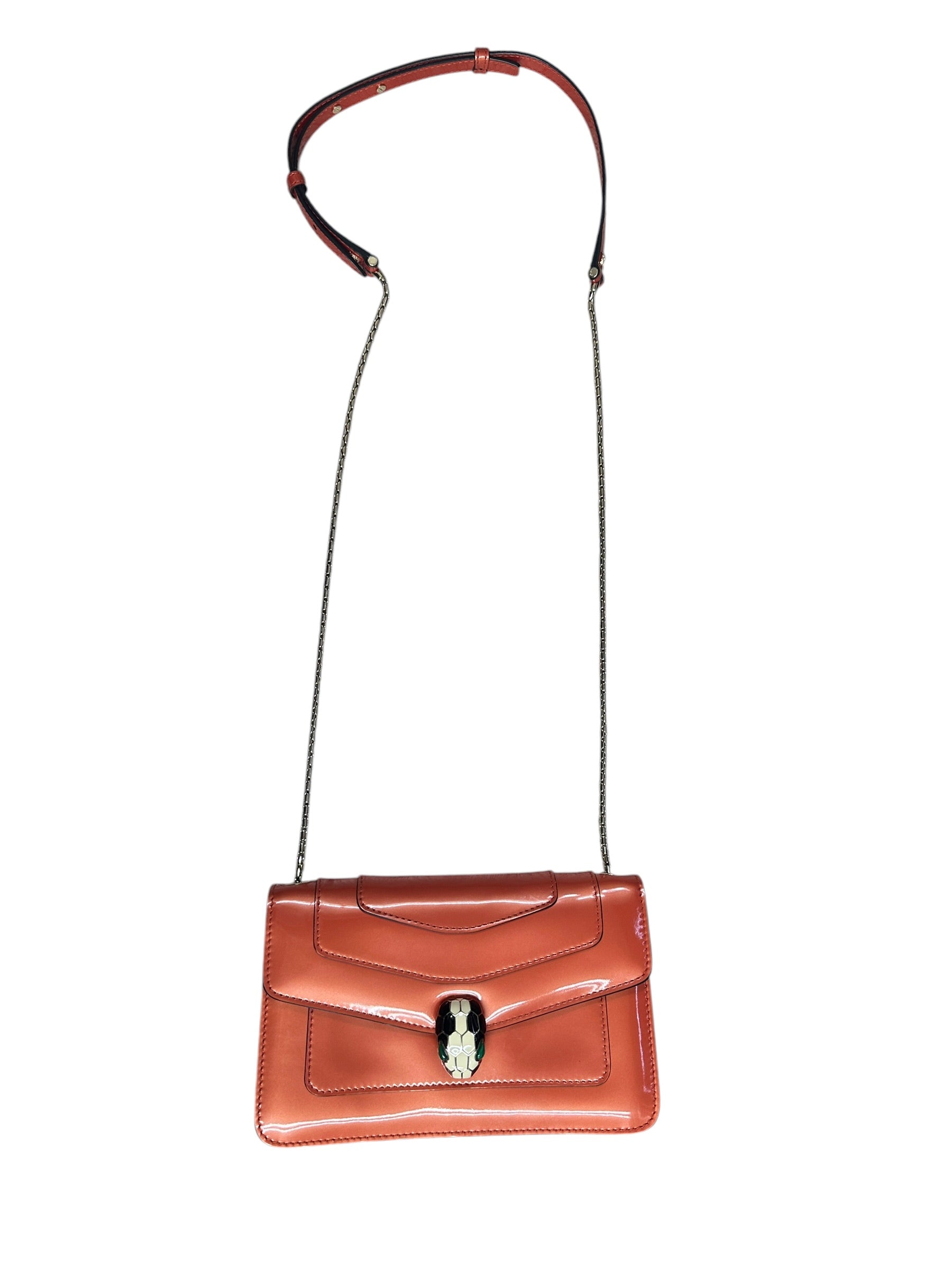BVLGARI Leather Serpenti Forever Shoulder Bag Coral Orange Light Gold Hardware - BVLGARI