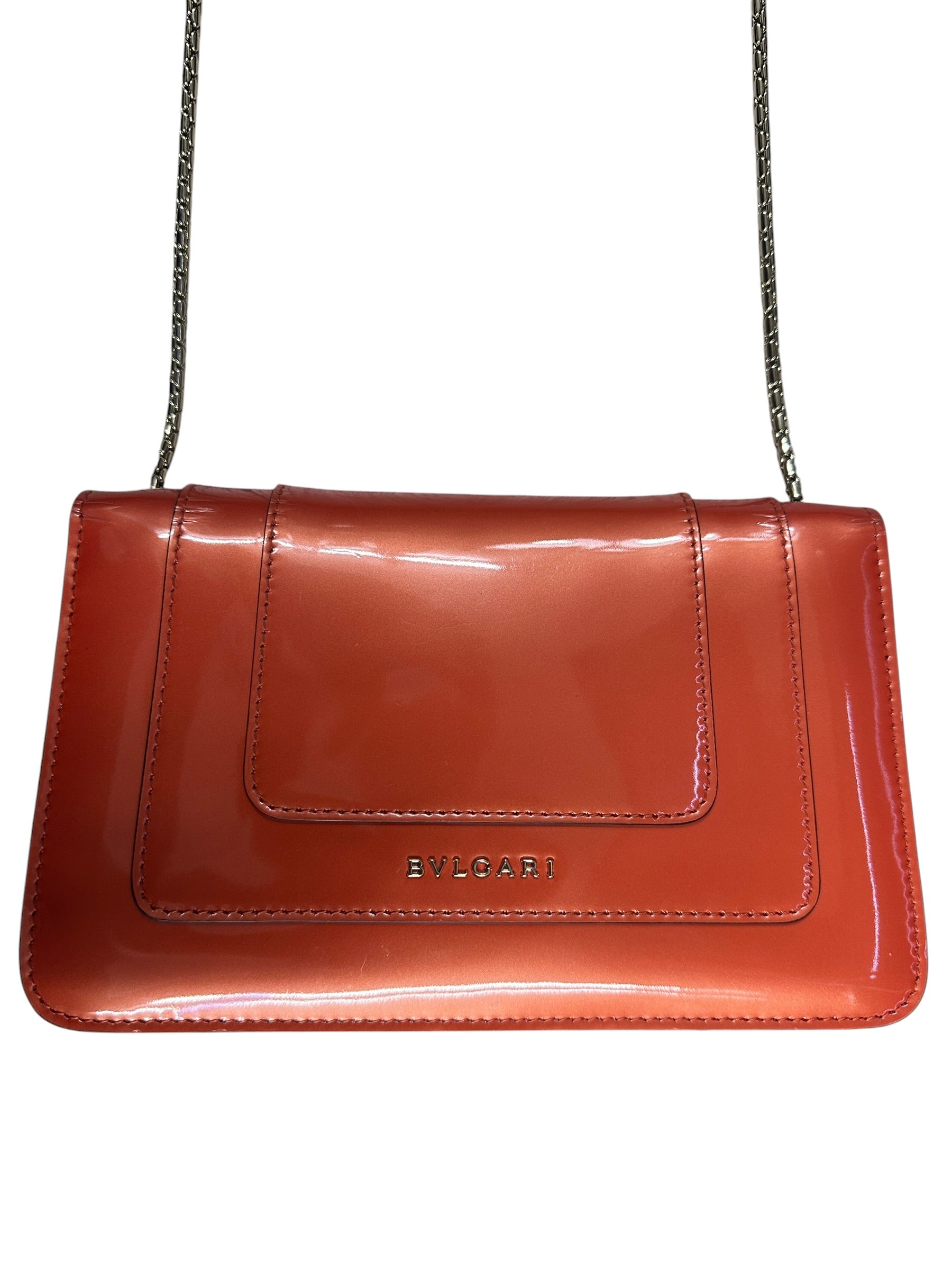 BVLGARI Leather Serpenti Forever Shoulder Bag Coral Orange Light Gold Hardware - BVLGARI