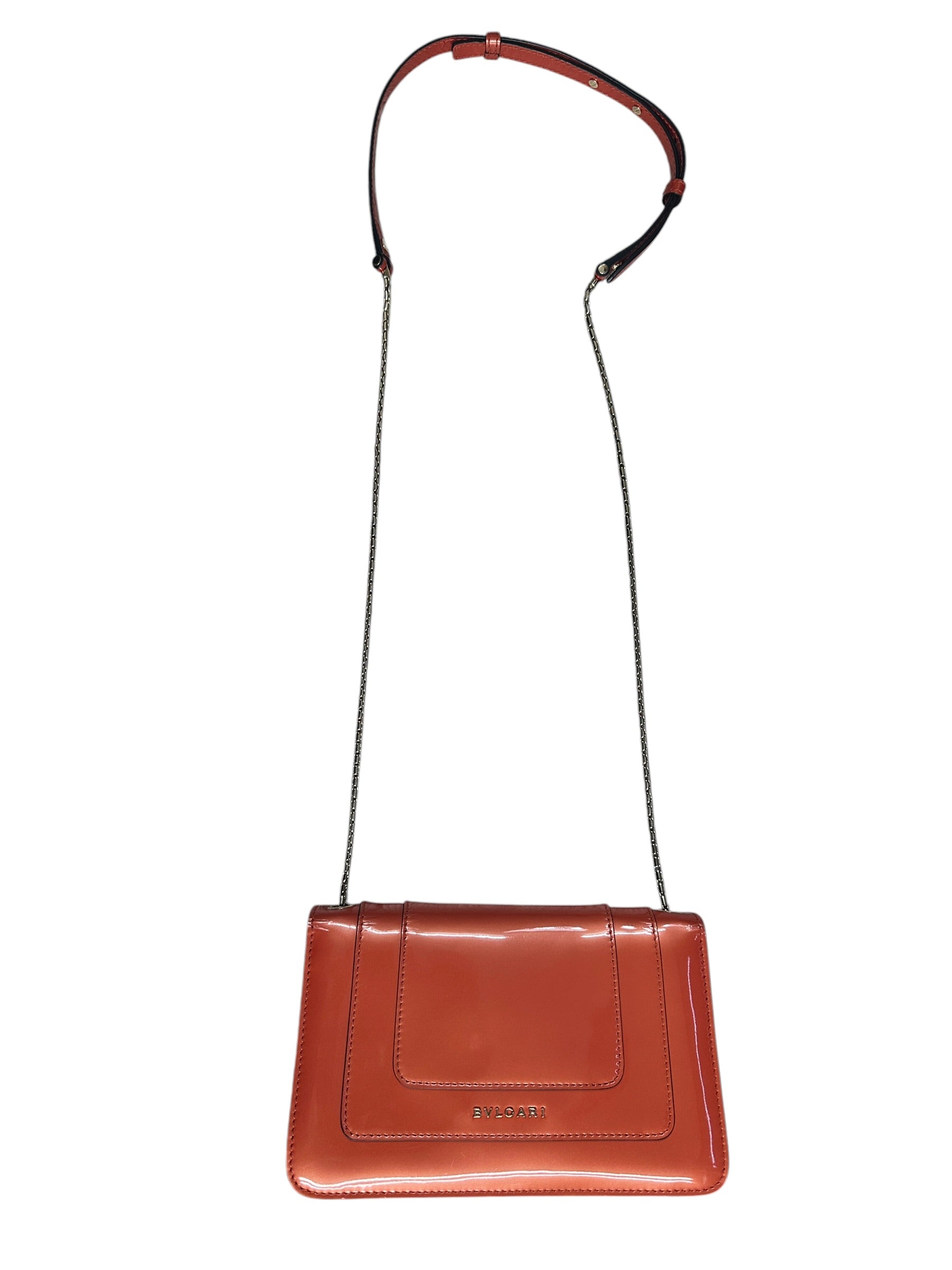 BVLGARI Leather Serpenti Forever Shoulder Bag Coral Orange Light Gold Hardware - BVLGARI