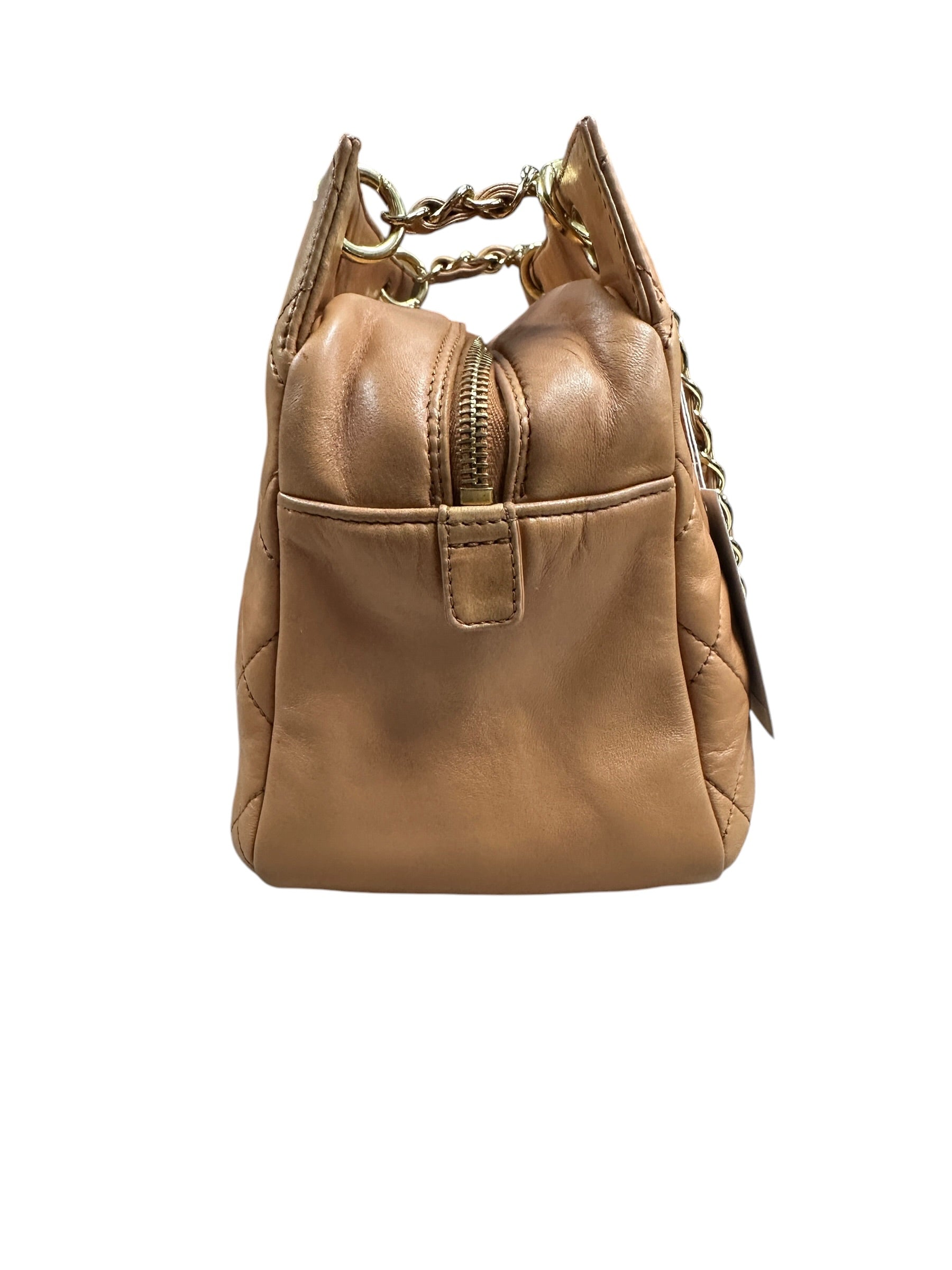 CHANEL Lambskin Matelasse 25 Chain Shoulder Bag Orange Gold Hardware - CHANEL