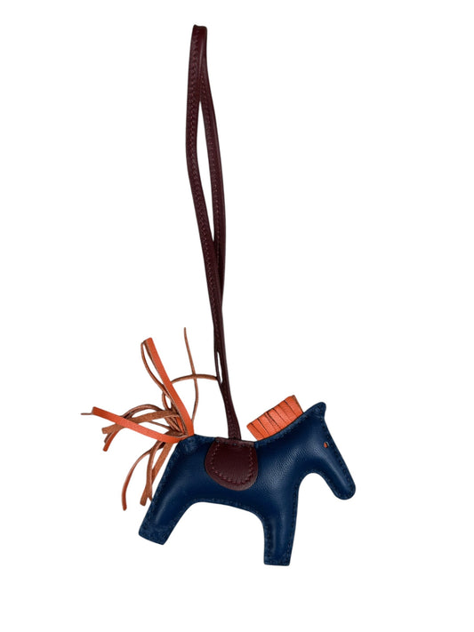 HERMES Lambskin Rodeo Bag Charm Navy/Orange/Wine - HERMES