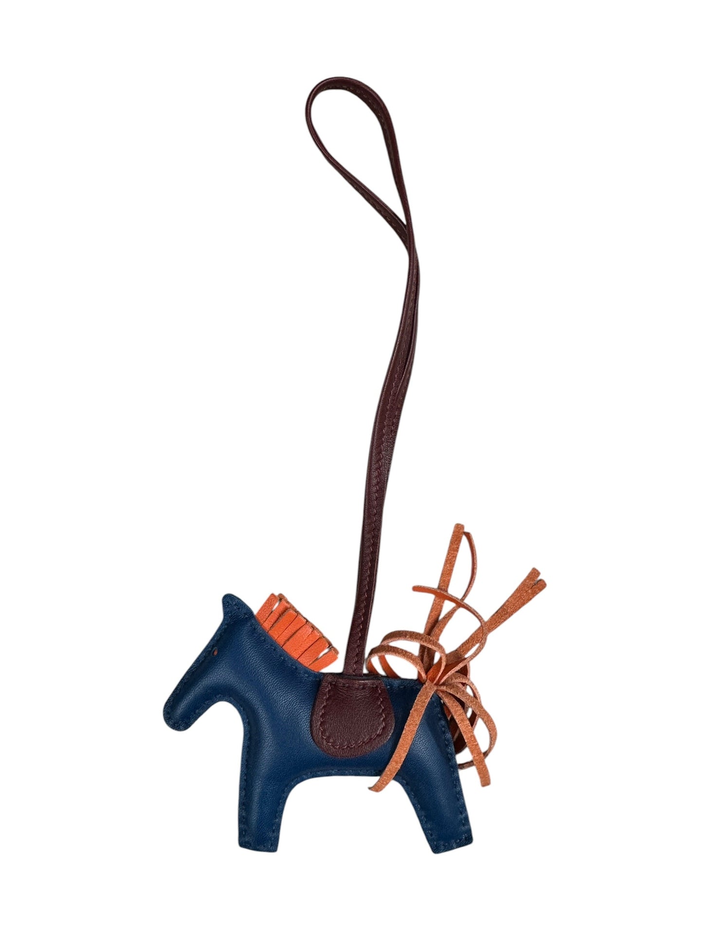 HERMES Lambskin Rodeo Bag Charm Navy/Orange/Wine - HERMES