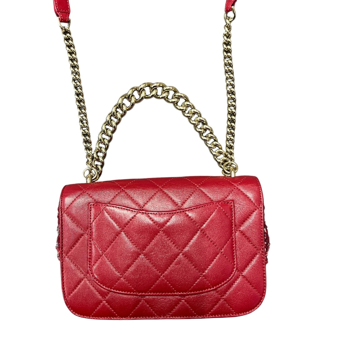 CHANEL Matelasse Leather Tweed 2WAY Chain Shoulder Bag Red Gold Hardware | Authentic Pre-Owned Luxury