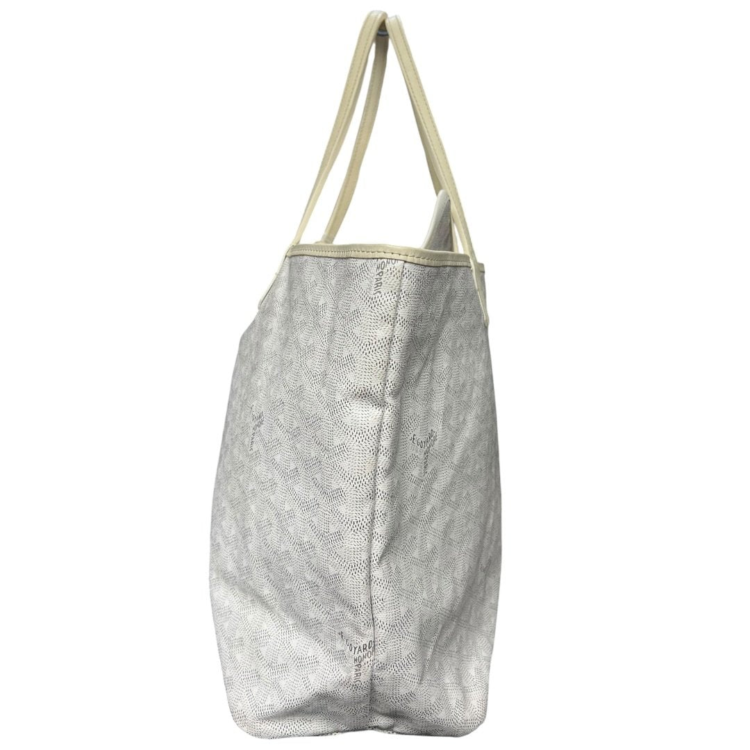 GOYARD Goyardine Canvas St. Louis GM Tote Bag White and Light Beige Silver Hardware | Authentic Pre-Owned Luxury