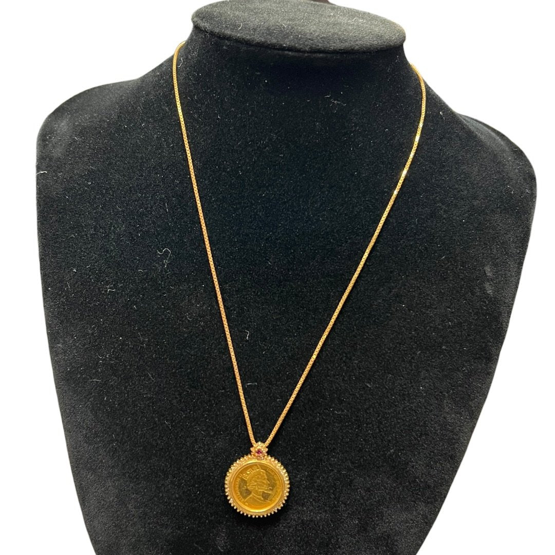 Gold Coin Necklace Gold, Red Gold-tone Hardware | Authentic Pre-Owned Luxury