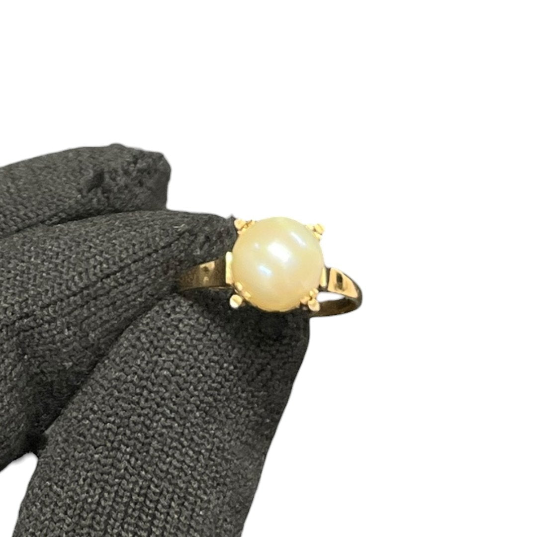 UNBRANDED Accessory K18, Pearl Ring Cream, Yellow Gold Yellow Gold | Authentic Pre-Owned Luxury