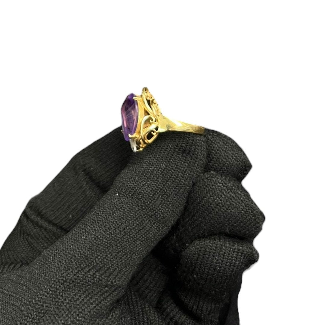 18K Gold, Amethyst, Diamonds Ring Purple, Gold, White | Authentic Pre-Owned Luxury