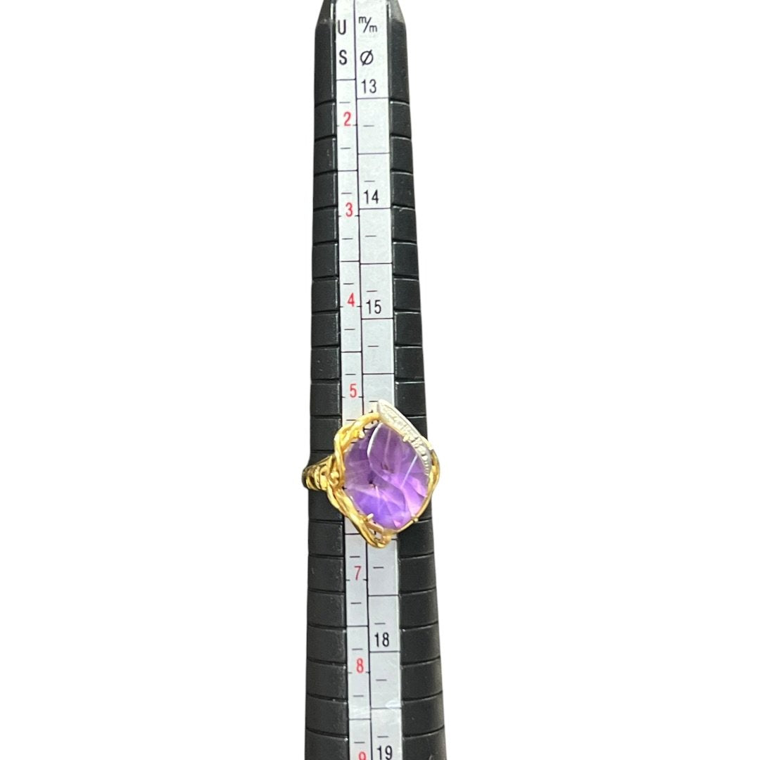 18K Gold, Amethyst, Diamonds Ring Purple, Gold, White | Authentic Pre-Owned Luxury