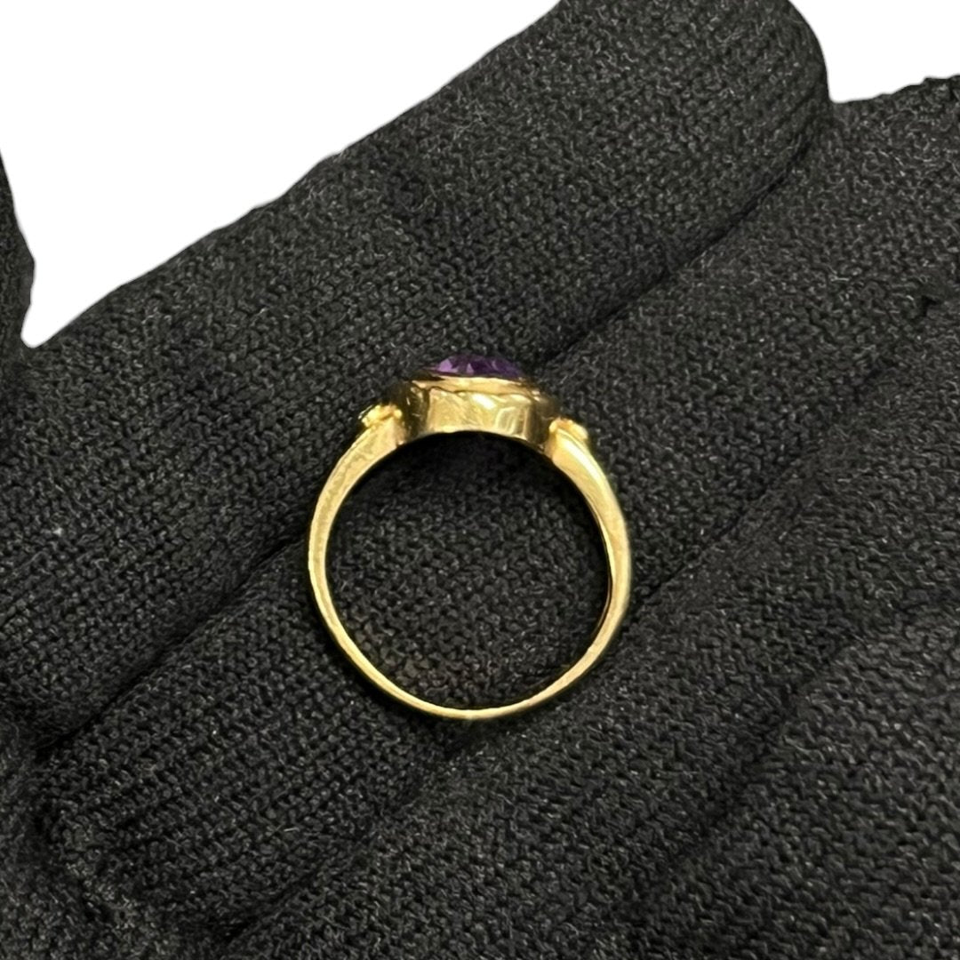 18K Gold, Amethyst Ring Gold, Purple, Clear Yellow Gold Tone | Authentic Pre-Owned Luxury