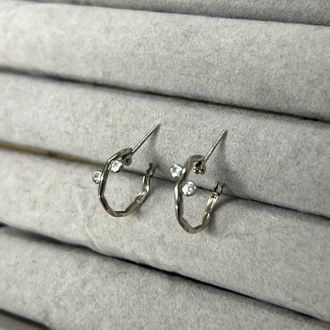 14K White Gold Hoop Earrings Silver White Gold Hardware | Authentic Pre-Owned Luxury