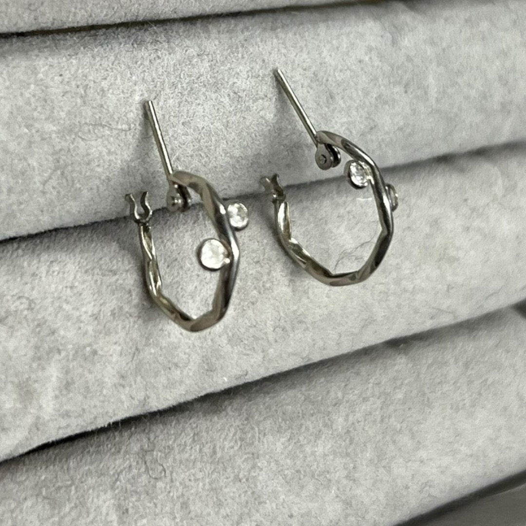 14K White Gold Hoop Earrings Silver White Gold Hardware | Authentic Pre-Owned Luxury