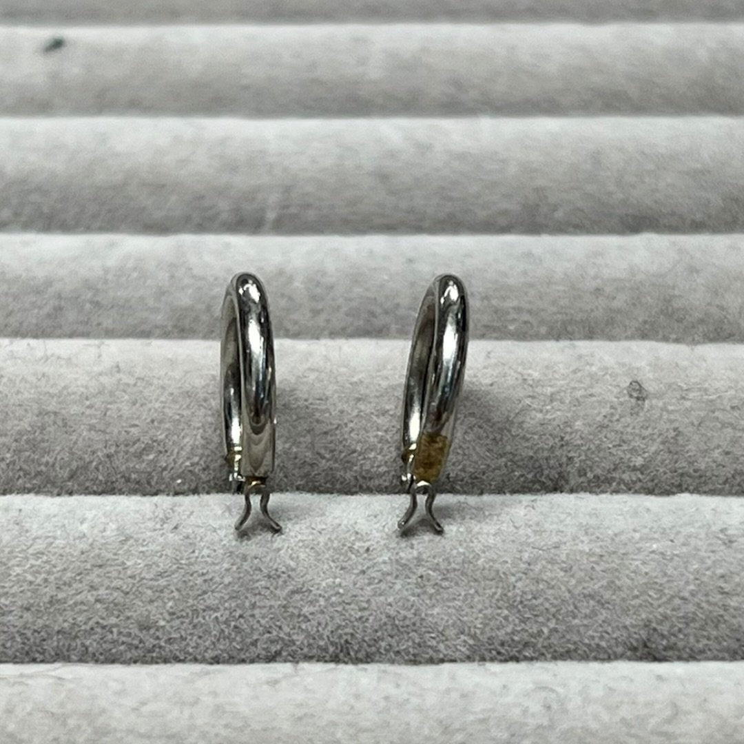 UNBRANDED Accessory Platinum Hoop Earrings Silver Platinum Hardware | Authentic Pre-Owned Luxury