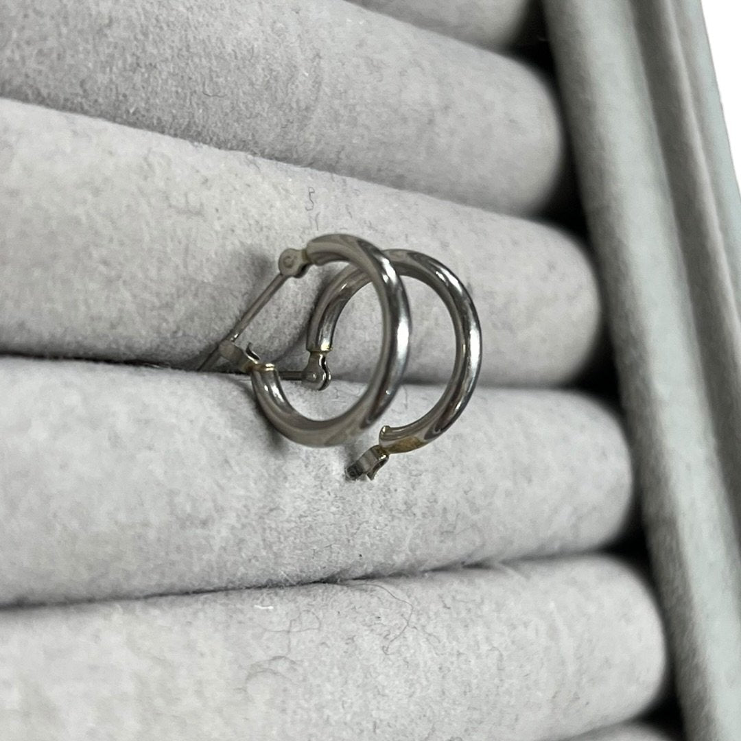 Platinum Hoop Earrings Silver Platinum Hardware | Authentic Pre-Owned Luxury
