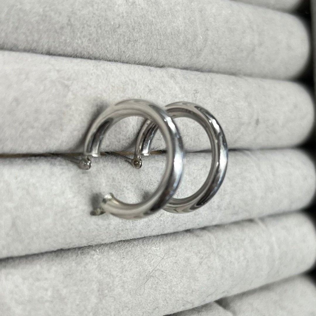 White Gold Hoop Earrings Silver Silver Hardware | Authentic Pre-Owned Luxury