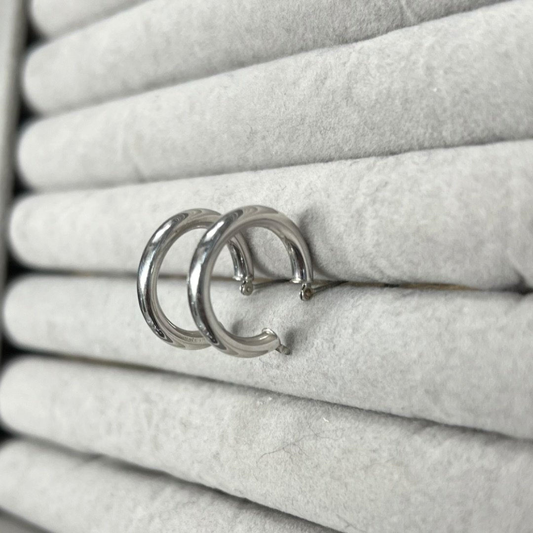 White Gold Hoop Earrings Silver Silver Hardware | Authentic Pre-Owned Luxury