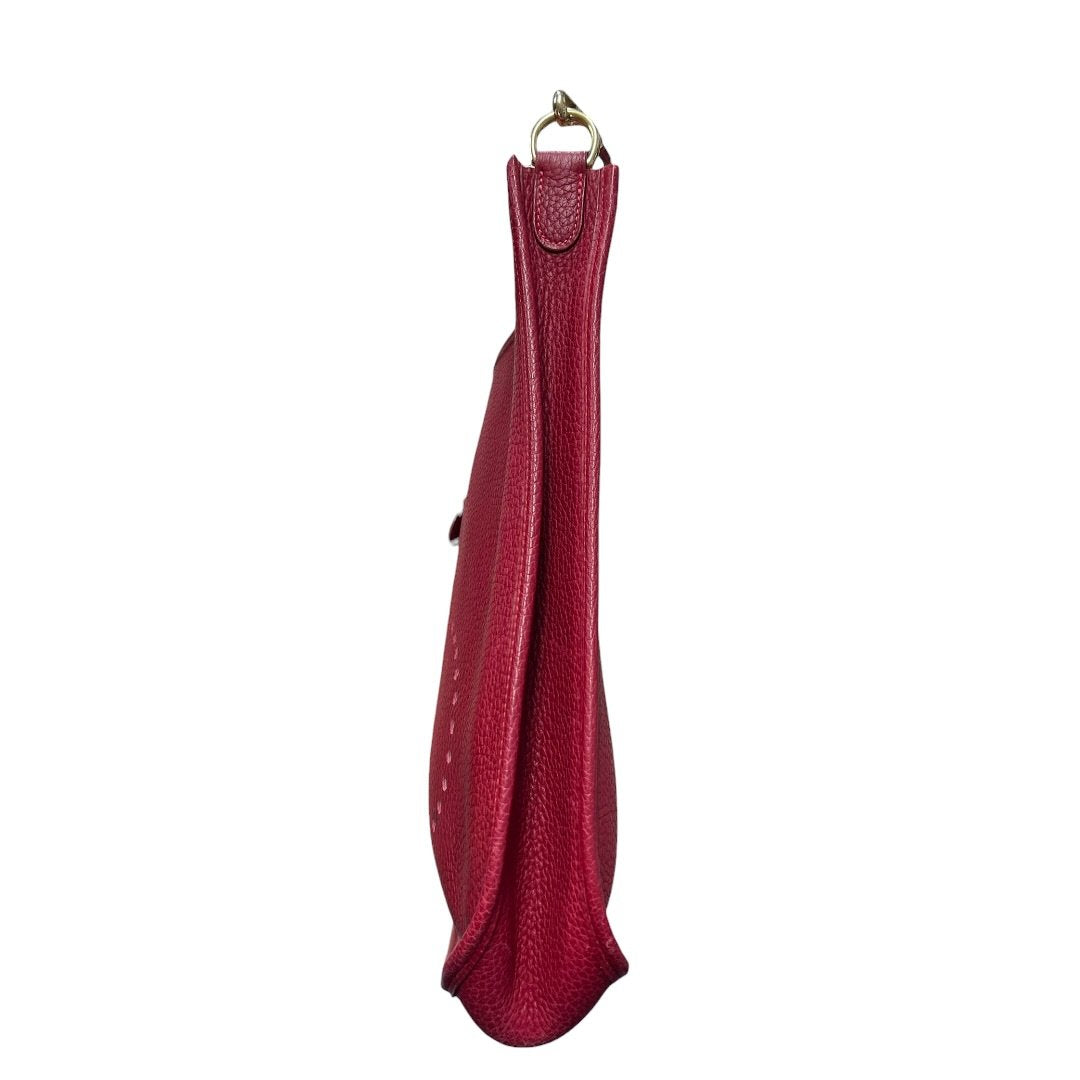 HERMES Clemence Evelyne III PM Shoulder Bag Red Gold Hardware | Authentic Pre-Owned Luxury