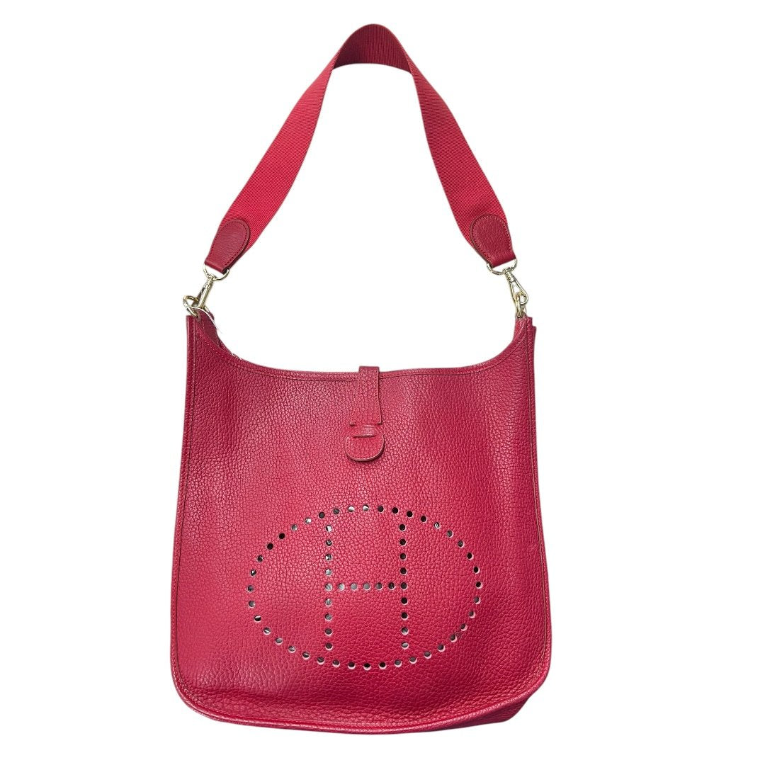 HERMES Clemence Evelyne III PM Shoulder Bag Red Gold Hardware | Authentic Pre-Owned Luxury