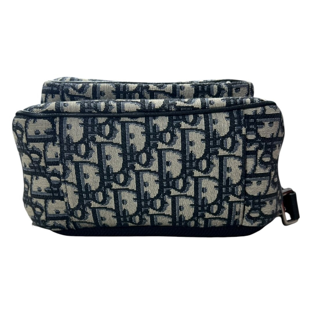 CHRISTIAN DIOR Oblique Canvas Rider Sling Backpack Sling Bag Blue, Beige, Black Silver Hardware | Authentic Pre-Owned Luxury