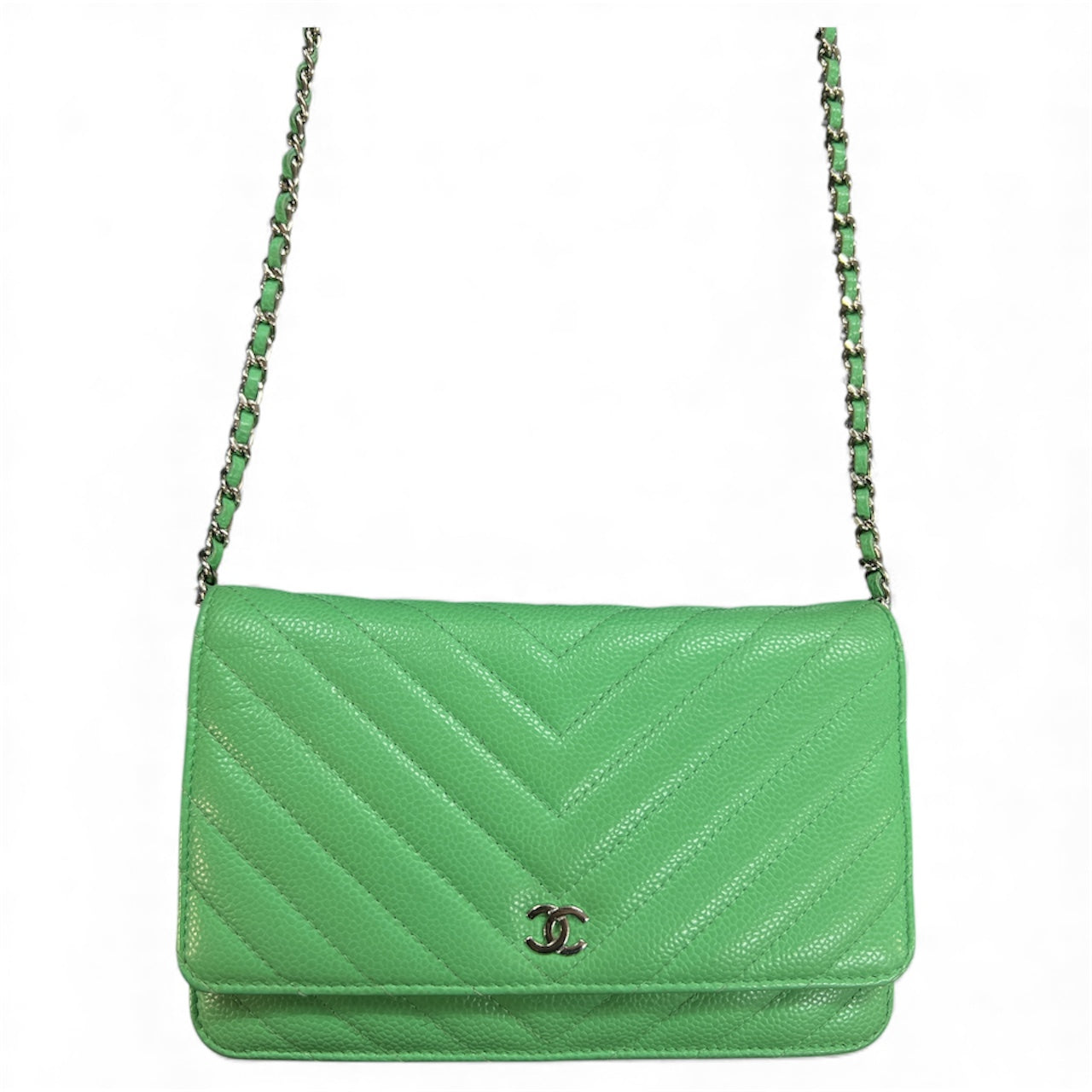 CHANEL Green Chain Wallet Shoulder Bag | Authentic Pre-Owned Luxury
