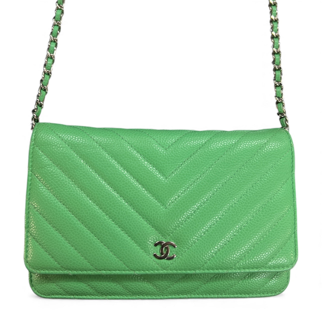 CHANEL Green Chain Wallet Shoulder Bag | Authentic Pre-Owned Luxury