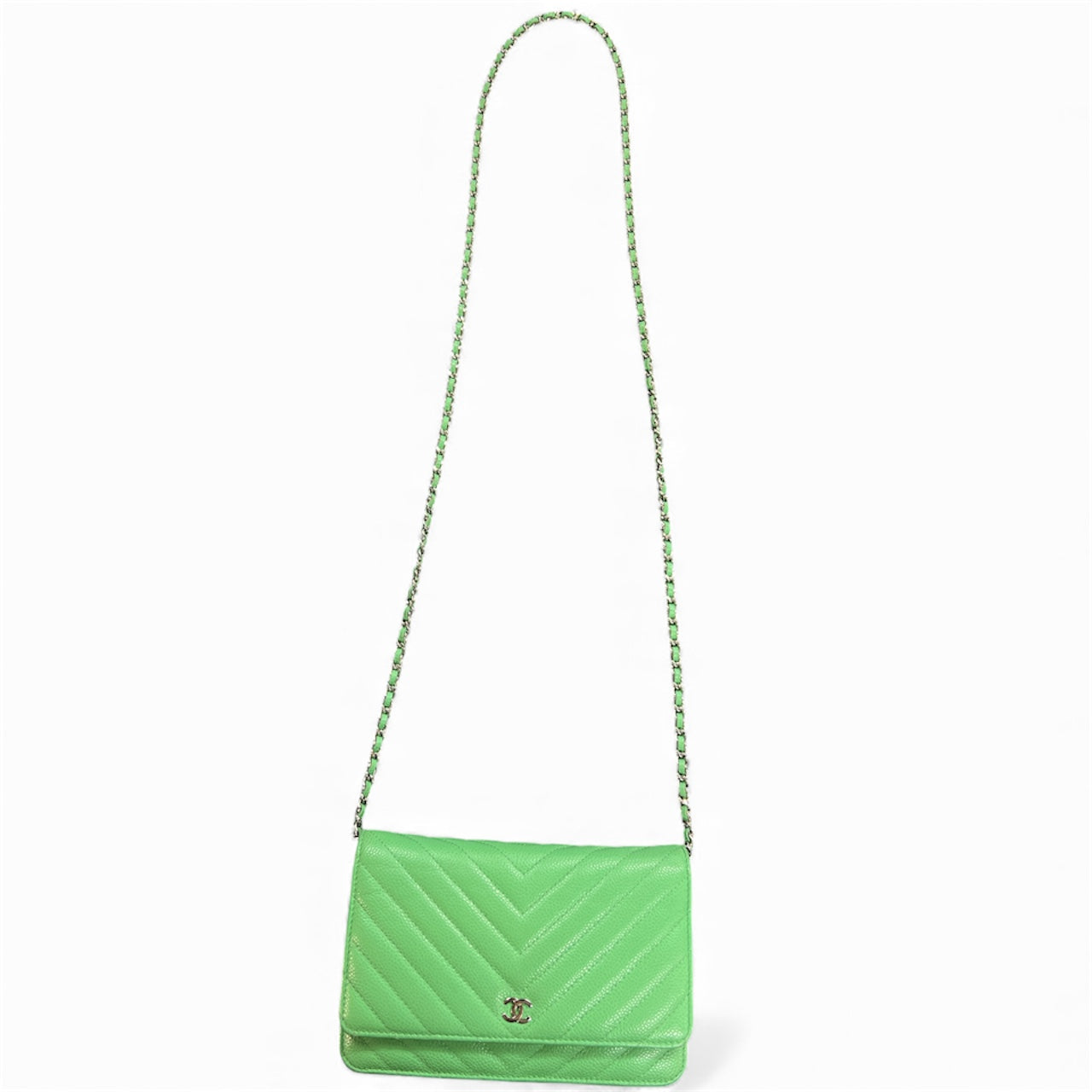 CHANEL Green Chain Wallet Shoulder Bag | Authentic Pre-Owned Luxury