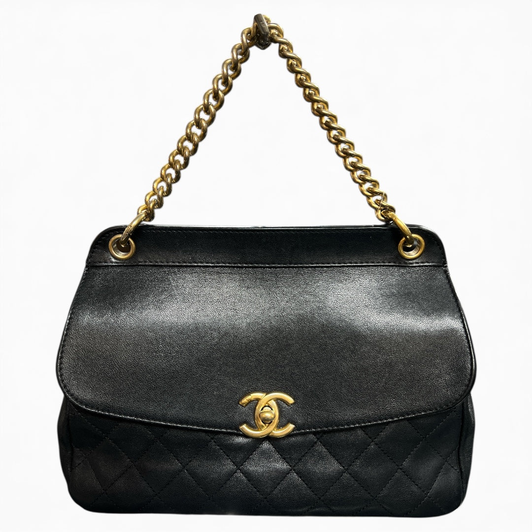 CHANEL Matelassé Black Lambskin Shoulder Handbag | Authentic Pre-Owned Luxury