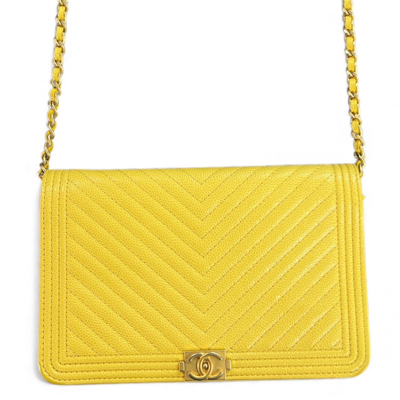 CHANEL Boy Chanel Yellow Chain Wallet Bag | Authentic Pre-Owned Luxury
