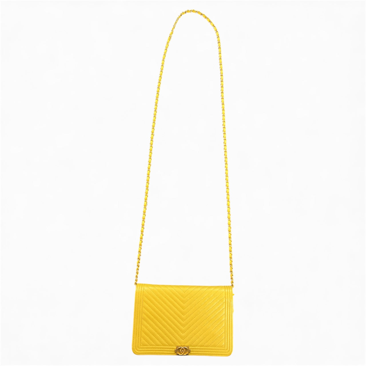 CHANEL Boy Chanel Yellow Chain Wallet Bag | Authentic Pre-Owned Luxury