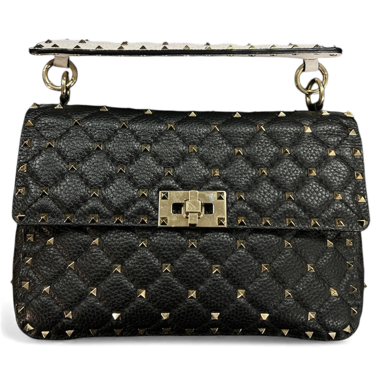 VALENTINO Studded Black Leather Shoulder Bag | Authentic Pre-Owned Luxury