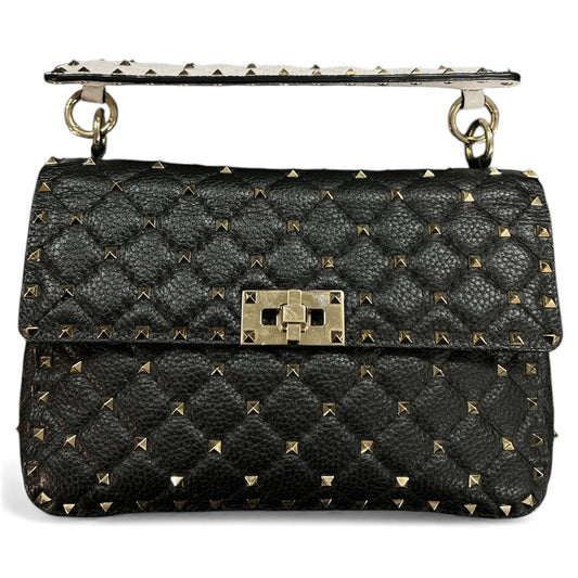 VALENTINO Studded Black Leather Shoulder Bag | Authentic Pre-Owned Luxury