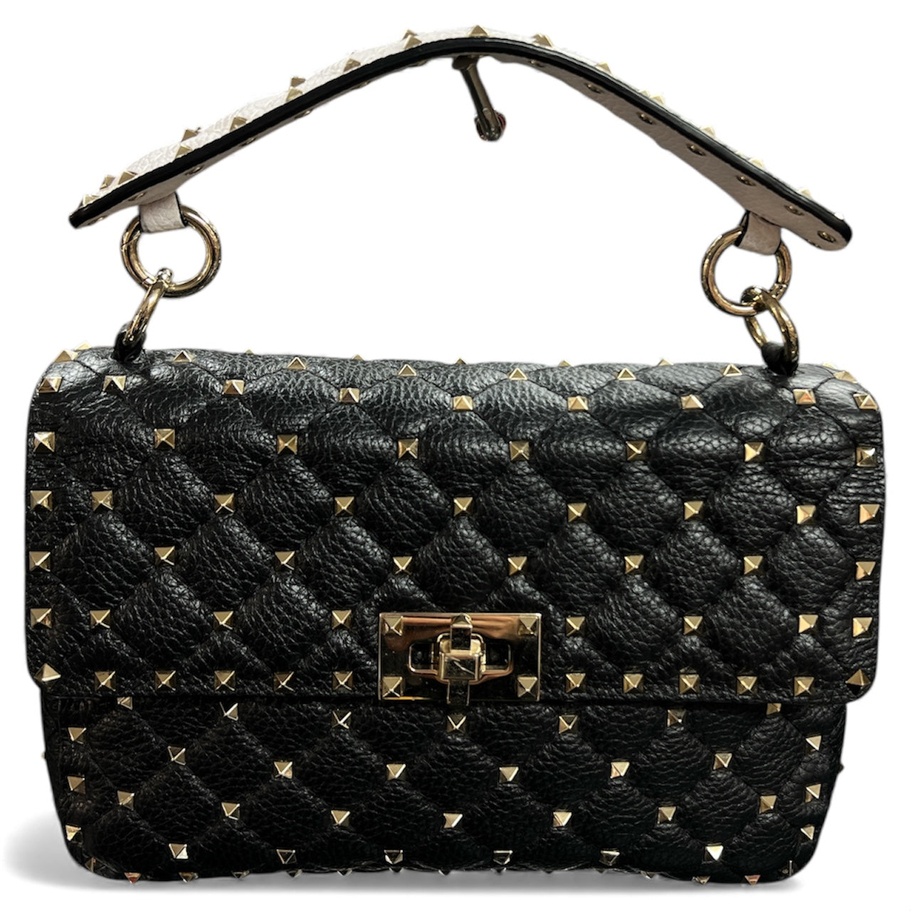 VALENTINO Studded Black Leather Shoulder Bag | Authentic Pre-Owned Luxury
