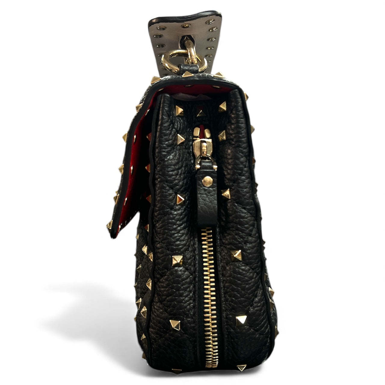 VALENTINO Studded Black Leather Shoulder Bag | Authentic Pre-Owned Luxury