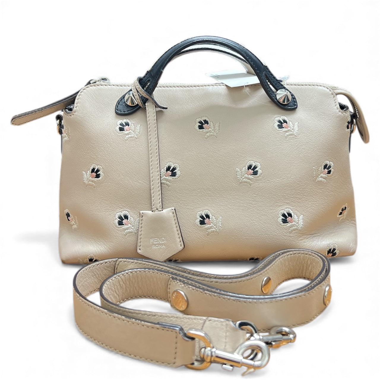 FENDI Embroidered Design Beige Leather Bag | Authentic Pre-Owned Luxury