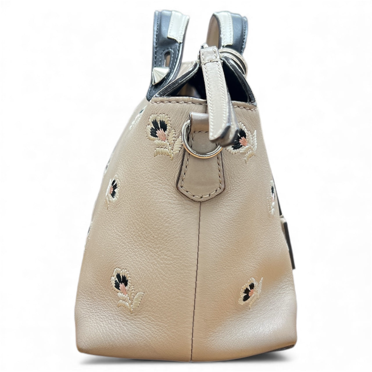 FENDI Embroidered Design Beige Leather Bag | Authentic Pre-Owned Luxury