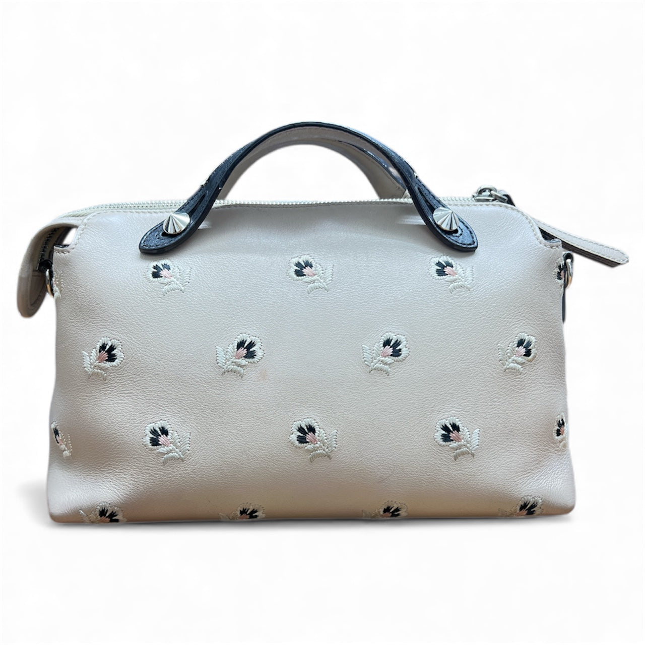 FENDI Embroidered Design Beige Leather Bag | Authentic Pre-Owned Luxury